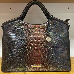 Brahmin Melbourne Collection Elaine Rolled Handle  Satchel Bag - Black  Pearl